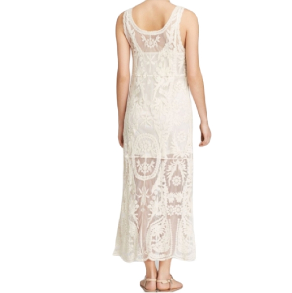 Ella Moss Cabana Lace Overlay Boho Maxi Dress Beach Coverup Wedding Dress - Picture 4 of 7